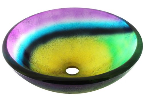 6-26-20 RTA2-Frosted Rainbow Glass Vessel Bathroom Sink